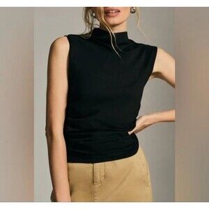 Maeve Black Mock Turtleneck Shell Top sz M